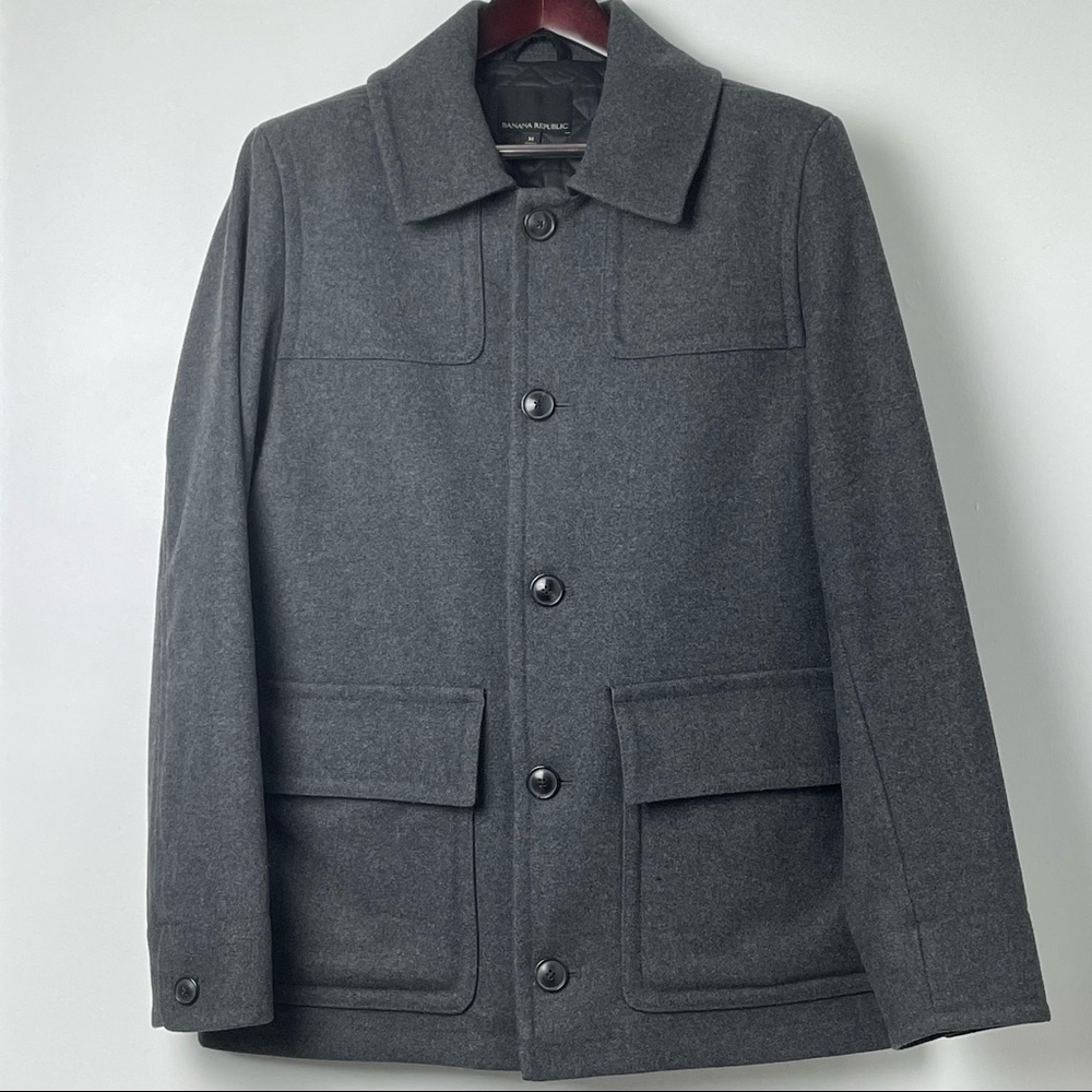 NEW PICS! Banana Republic Mario Bellucci Italian Fabric Grey Jacket Mens Medium